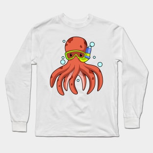 Octopus at Diving with Snorkel & Swimming googles Long Sleeve T-Shirt